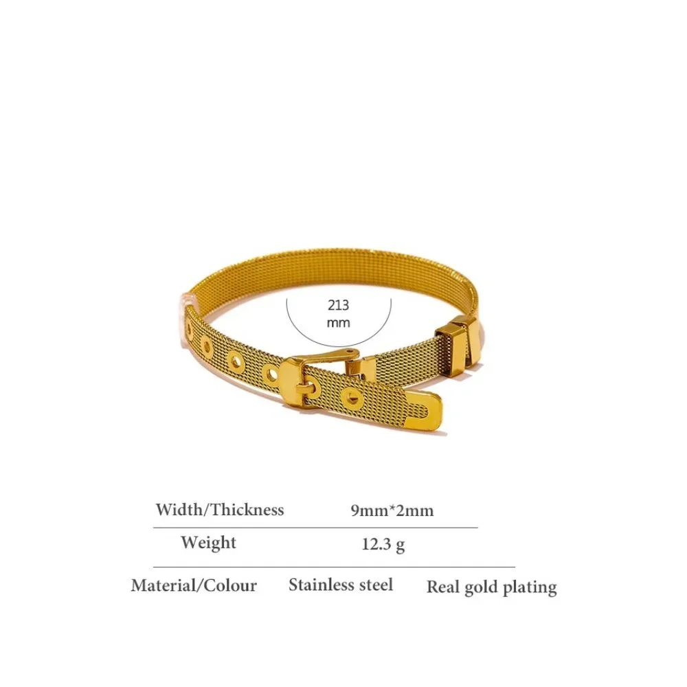 NEW 18K Gold Plated Mesh Buckle Belt Bracelet